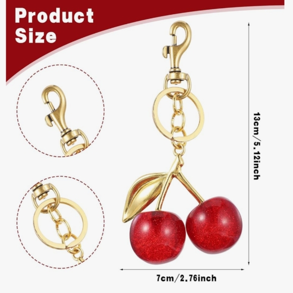 Cherry Keychain with Gold Accents - Picture 2 of 4